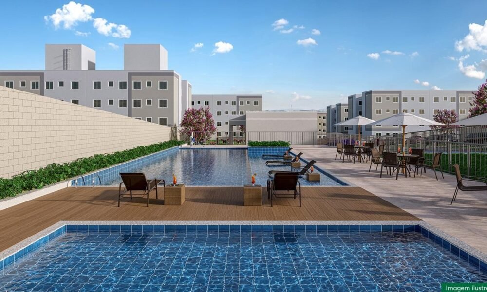 Serra terá novos condomínios com varanda em Porto Canoa e Valparaíso Área de lazer com piscina em condomínio com varanda da MRV em Porto Canoa, Serra (ES)