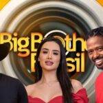 Os participantes Alberto Cowboy, Jordana e Leandro Boneco sorrindo em foto oficial do 11º paredão que decide quem sai do BBB 26.